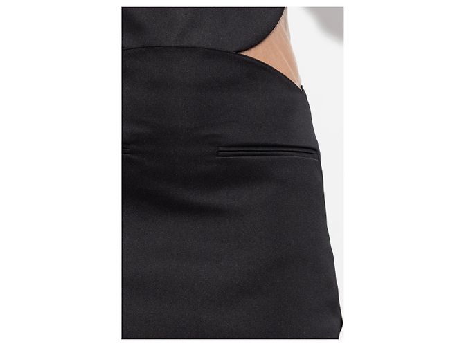 Courreges Minifalda Courrèges negra de satén con bolsillos - vista 5