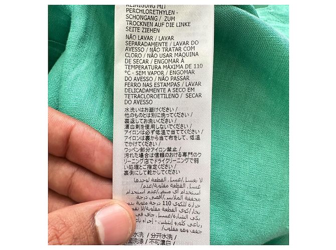 Vestido midi de lino verde con ribete de encaje Gucci - vista 11