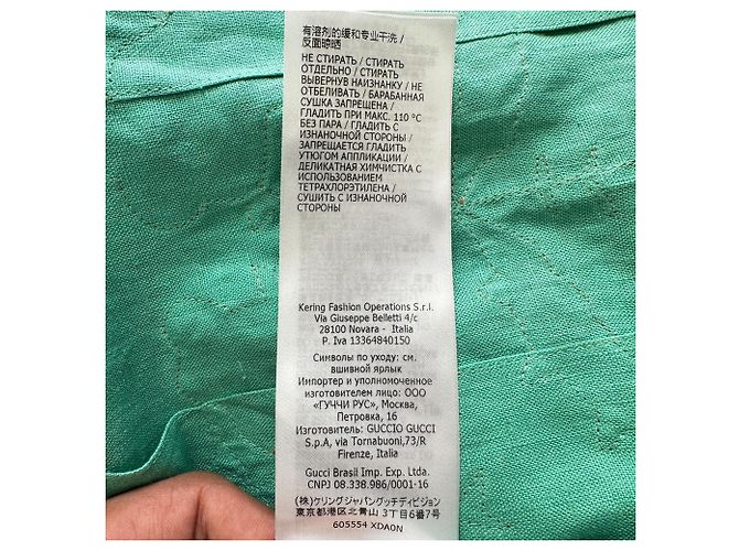 Vestido midi de lino verde con ribete de encaje Gucci - vista 12