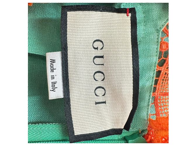 Vestido midi de lino verde con ribete de encaje Gucci - vista 7