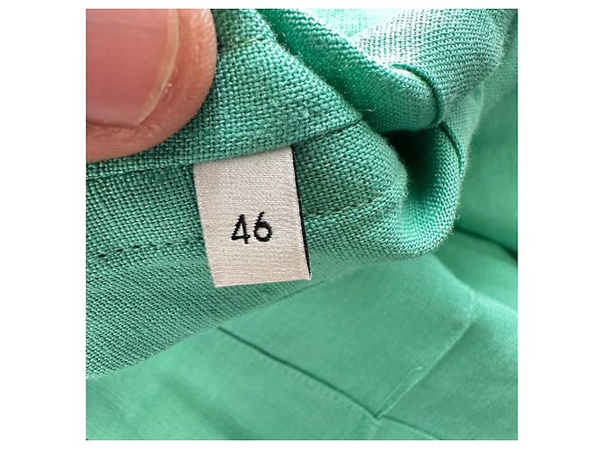 Vestido midi de lino verde con ribete de encaje Gucci - vista 9