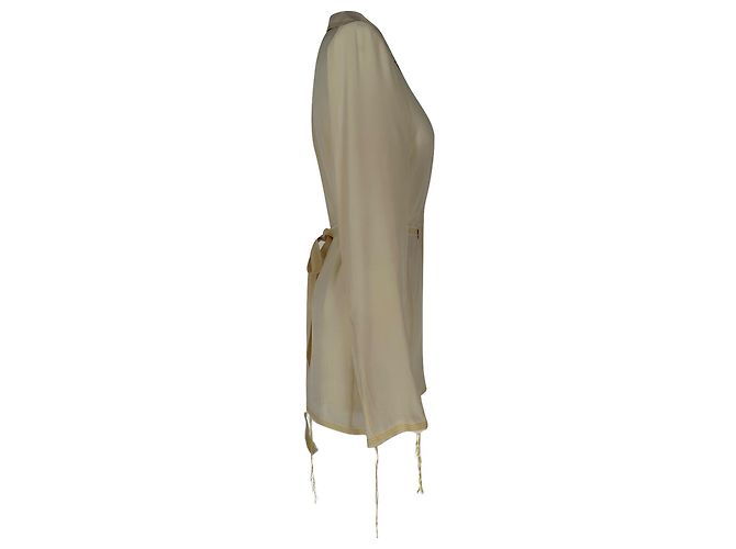 Giacca wrap trasparente Acne Studios in seta giallo pastello - vista 2