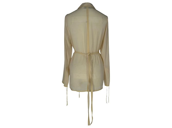 Giacca wrap trasparente Acne Studios in seta giallo pastello - vista 3