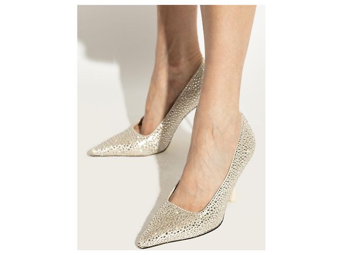 Décolleté Jimmy Choo Ixia Argentati con Cristalli - vista 2