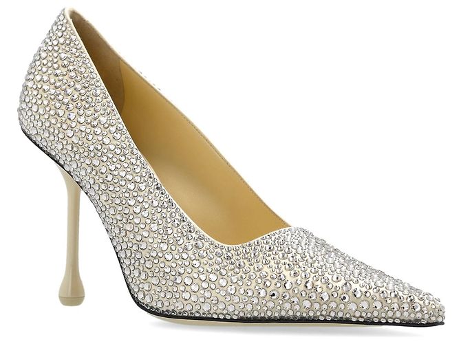 Décolleté Jimmy Choo Ixia Argentati con Cristalli - vista 4