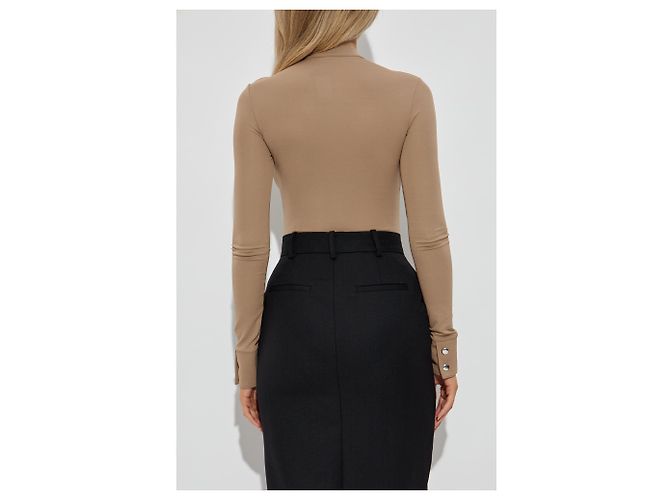 Body a maniche lunghe Courreges marrone beige - vista 4