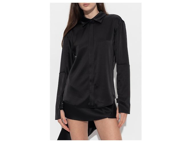 Camisa de satén Courreges negra - vista 3