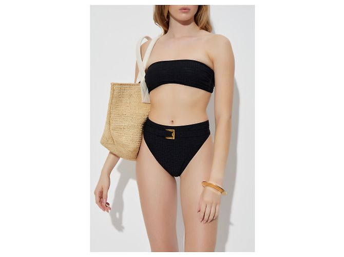 Costume da bagno due pezzi Balmain nero monogramma - vista 2