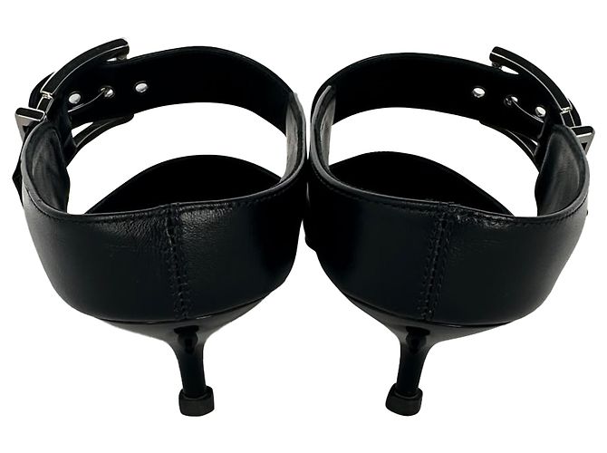 Mules Alexander McQueen Punk Buckle in pelle nera - vista 6
