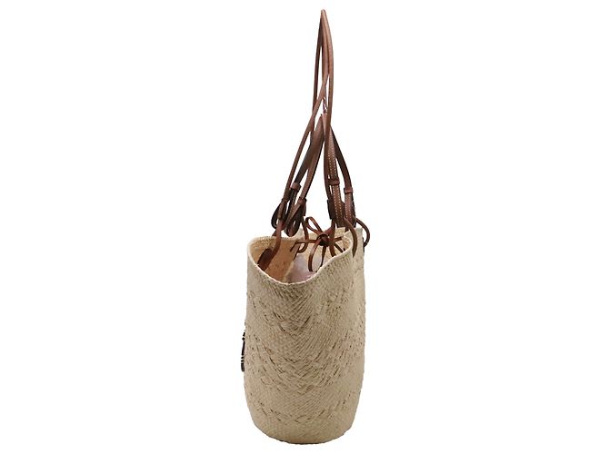 Borsa Tote Loewe Medium Anagram Basket in rafia beige - vista 3