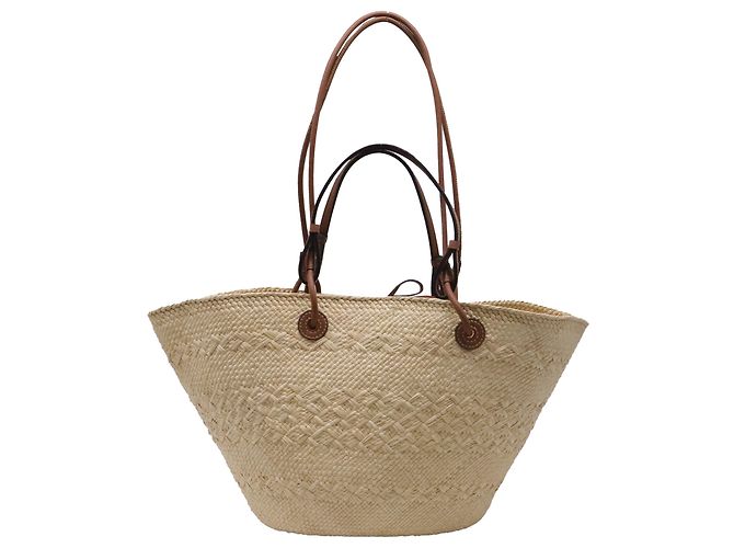 Borsa Tote Loewe Medium Anagram Basket in rafia beige - vista 4