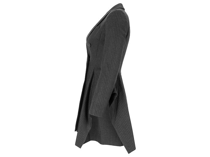 Christian Dior Striped Pattern Blazer in Black Wool - view 2