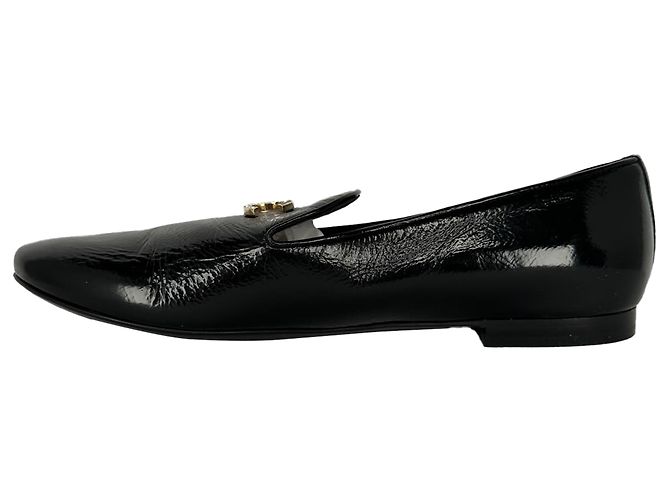 Chanel CC Loafer mit runder Kappe aus schwarzem Lackleder - Ansicht 3