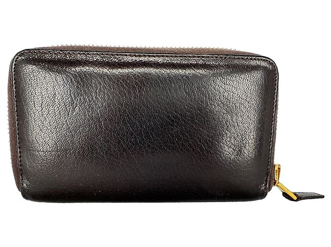 Portafoglio con zip logo Tom Ford in pelle marrone - vista 3
