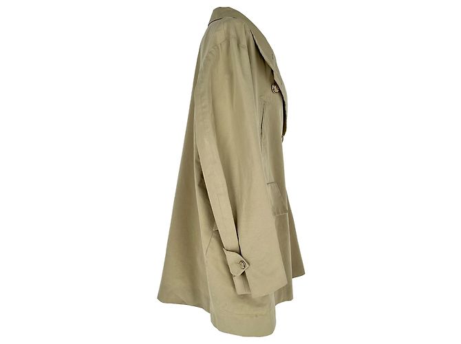 Yves Saint Laurent Trench Coat corto YSL en algodón caqui - vista 2