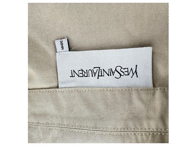 Yves Saint Laurent Trench Coat corto YSL en algodón caqui - vista 4