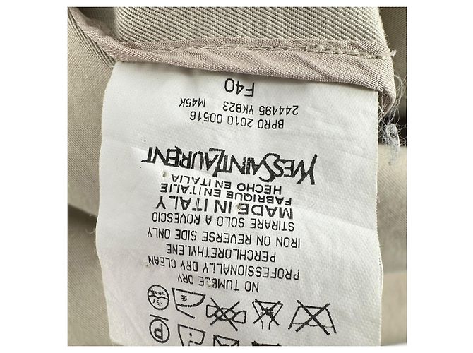Yves Saint Laurent Trench Coat corto YSL en algodón caqui - vista 5