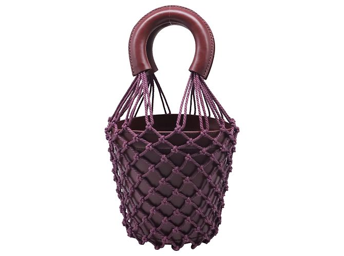 mala de balde mini Staud Moreau em couro maroon - vista 4
