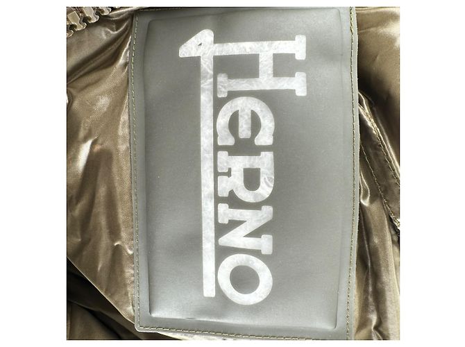 Herno Zip-Up Hooded Down Jacket in Olive Polyamide - view 17