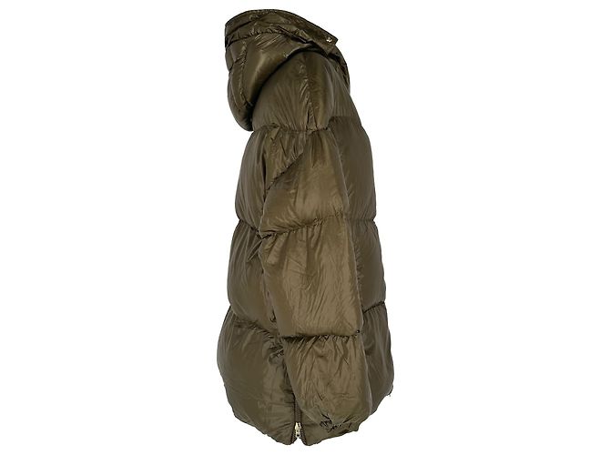 Herno Zip-Up Hooded Down Jacket in Olive Polyamide - view 2