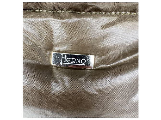 Herno Zip-Up Hooded Down Jacket in Olive Polyamide - view 4