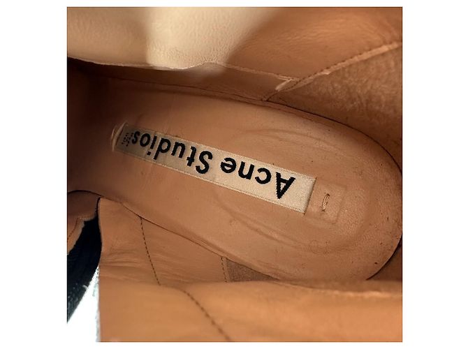 Botas de cano alto com salto bloco Acne Studios em pele preta - vista 13