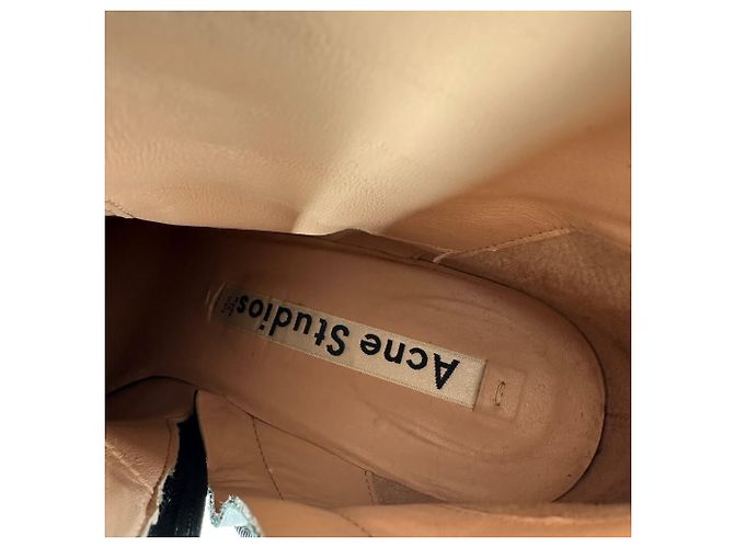 Botas de cano alto com salto bloco Acne Studios em pele preta - vista 14