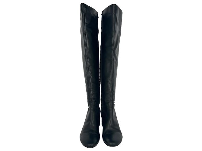 Botas de cano alto com salto bloco Acne Studios em pele preta - vista 2