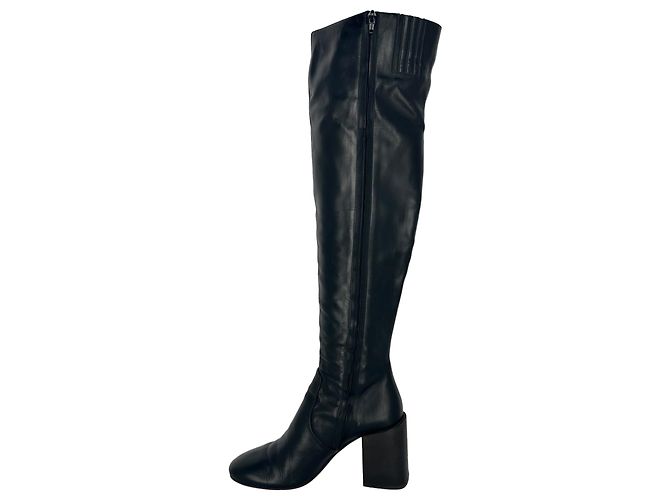 Botas de cano alto com salto bloco Acne Studios em pele preta - vista 3