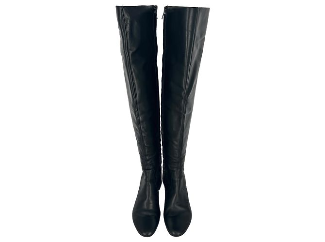 Botas de cano alto com salto bloco Acne Studios em pele preta - vista 4
