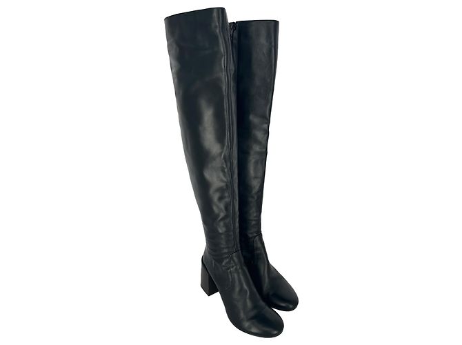 Botas de cano alto com salto bloco Acne Studios em pele preta - vista 5