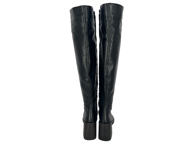 Botas de cano alto com salto bloco Acne Studios em pele preta - vista 6