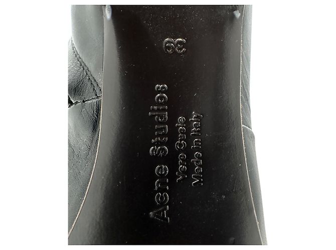 Botas de cano alto com salto bloco Acne Studios em pele preta - vista 7