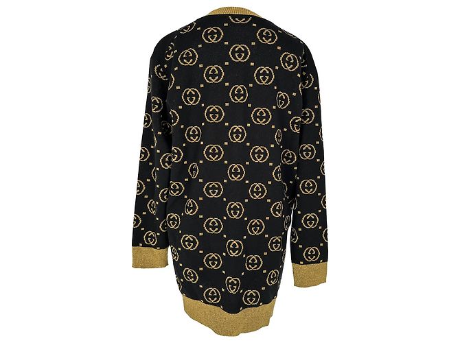 Gucci Jacquard-Cardigan aus schwarzer Wolle - Ansicht 3
