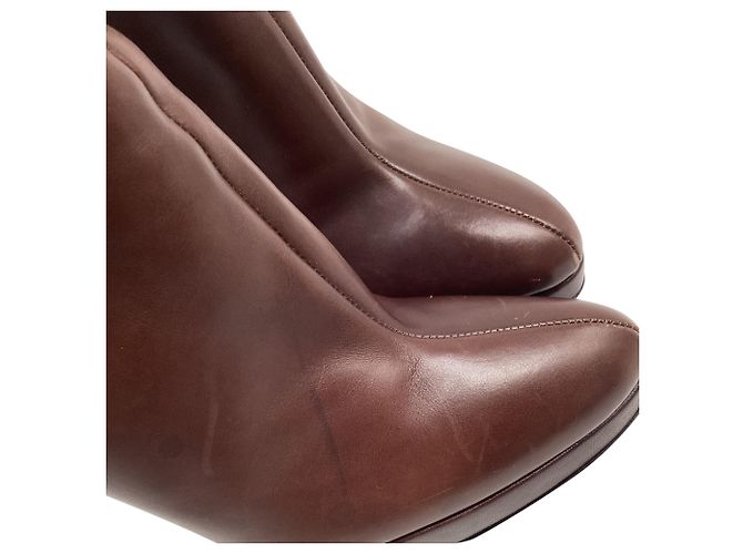Prada Platform Knee-High Boots in Brown Leather - view 10
