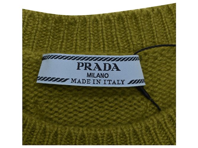 Prada kurzärmeliges Strickoberteil aus grünem Kaschmir - Ansicht 5