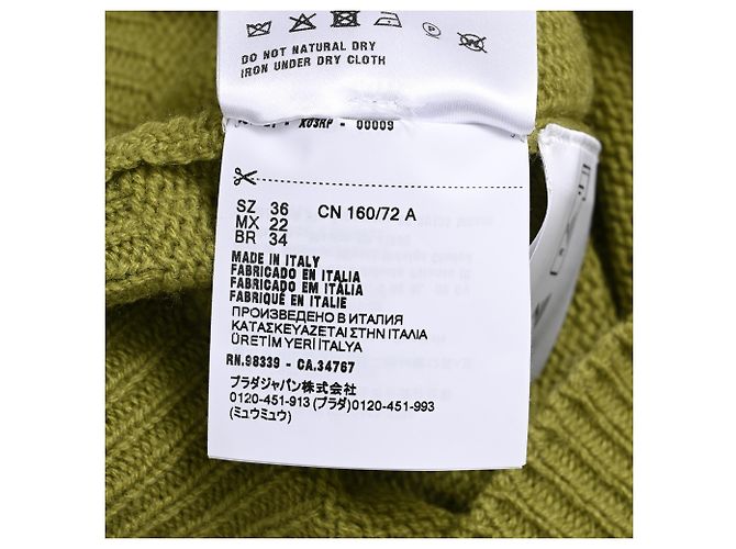 Prada kurzärmeliges Strickoberteil aus grünem Kaschmir - Ansicht 7