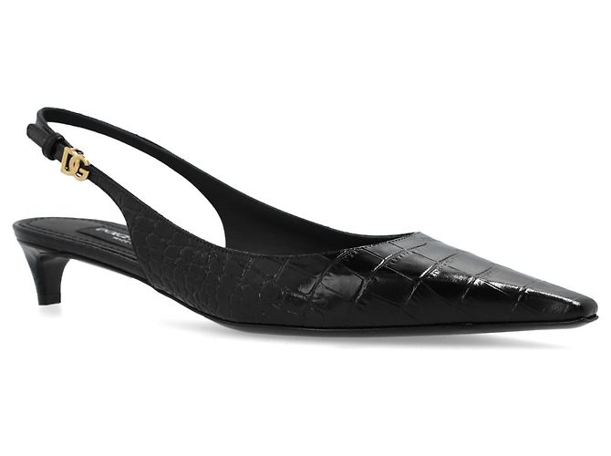 Dolce & Gabbana Pumps aus schwarzem Krokodil-Effekt Leder - Ansicht 2