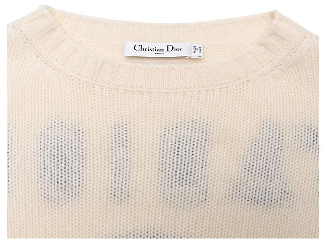 Dior J'Adior Intarsia Pullover aus weißem Kaschmir - Ansicht 4