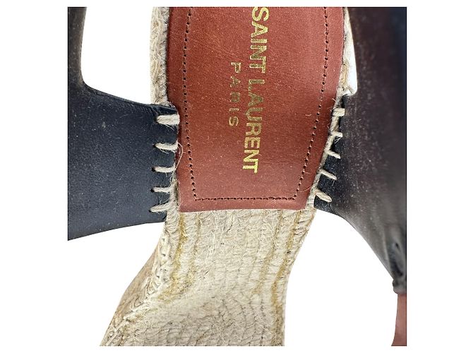 Autre Marque Sandali espadrillas wedge con borchie Saint Laurent in pelle marrone - vista 10