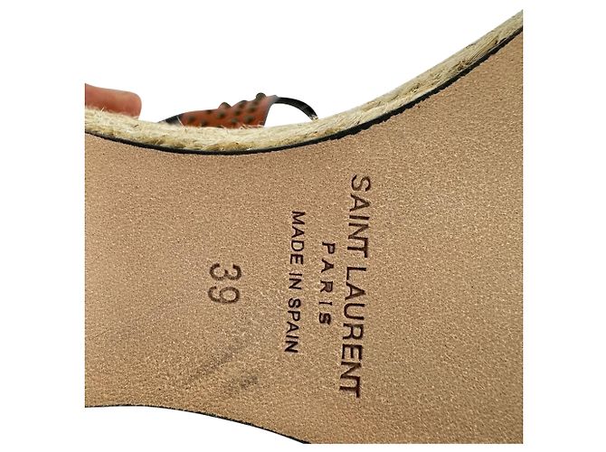 Autre Marque Sandali espadrillas wedge con borchie Saint Laurent in pelle marrone - vista 11