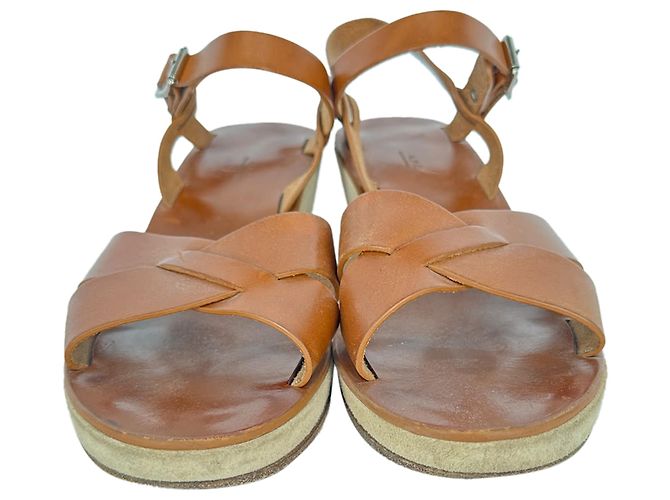 Apc Sandali con zeppa Judith A.P.C. in pelle marrone - vista 2