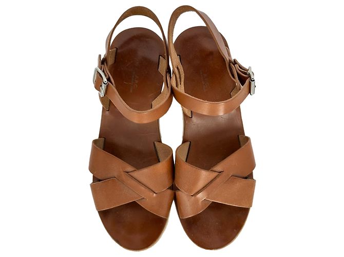 Apc Sandali con zeppa Judith A.P.C. in pelle marrone - vista 4
