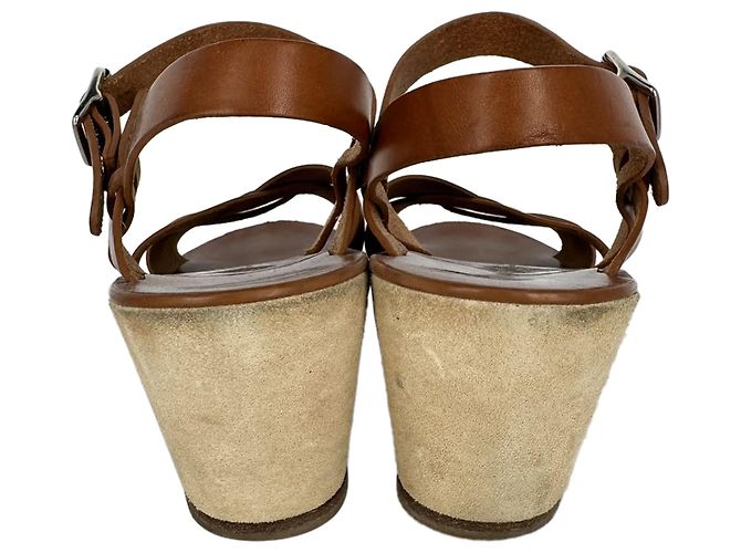 Apc Sandali con zeppa Judith A.P.C. in pelle marrone - vista 6