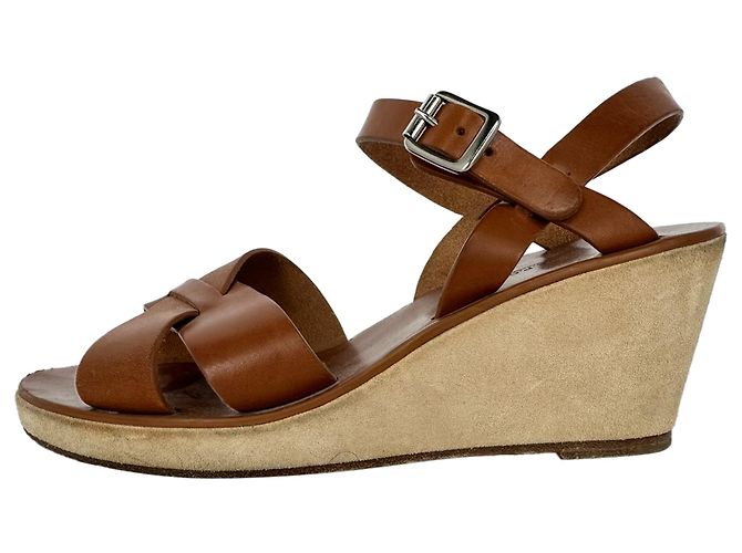Apc Sandali con zeppa Judith A.P.C. in pelle marrone - vista 7