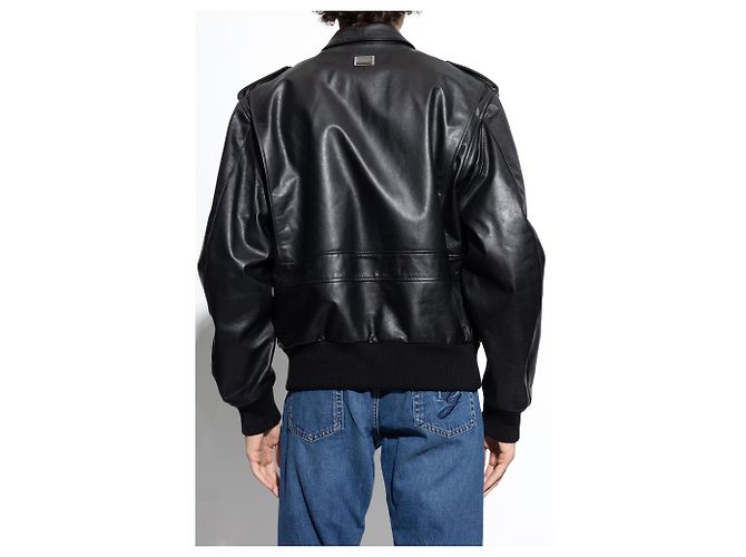 Dolce & Gabbana Giacca di pelle nera - vista 2