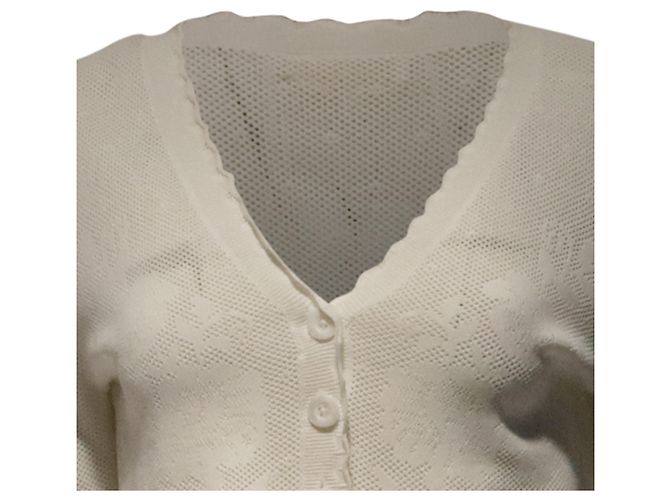 LoveShackFancy Cardigã com decote em V Love Shack Fancy em rayon branco - vista 2