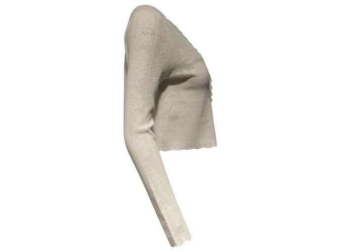 LoveShackFancy Cardigã com decote em V Love Shack Fancy em rayon branco - vista 3