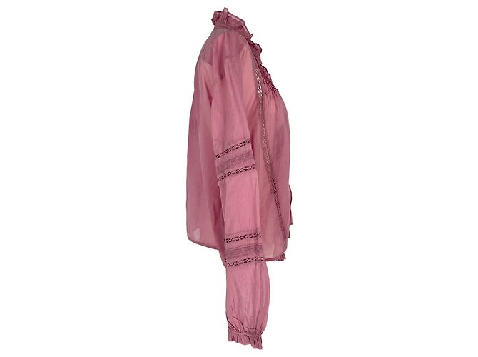 Isabel Marant Etoile Bluse mit Rüschen aus rosa Baumwolle - Ansicht 2