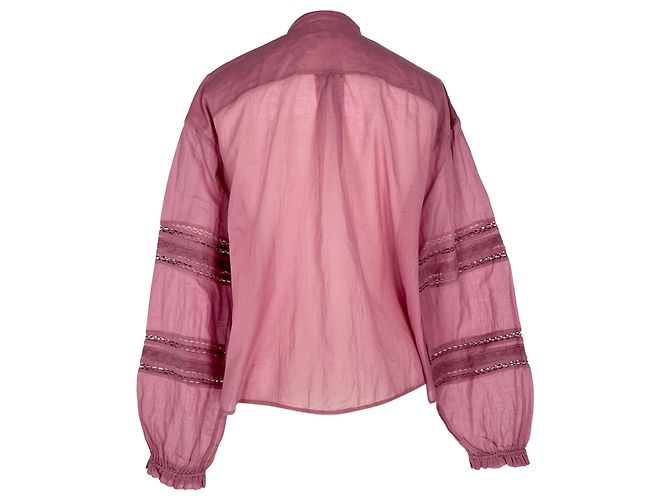 Isabel Marant Etoile Bluse mit Rüschen aus rosa Baumwolle - Ansicht 3